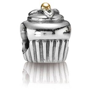 PANDORA Cupcake Charm Authentic Sterling Silver 14K Gold Celebration Sweet Food